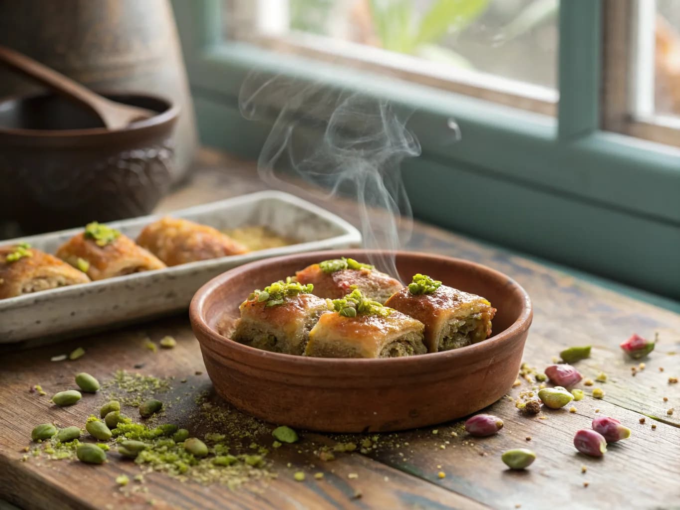 Turkish Baklava with Pistachios and Rose Syrup