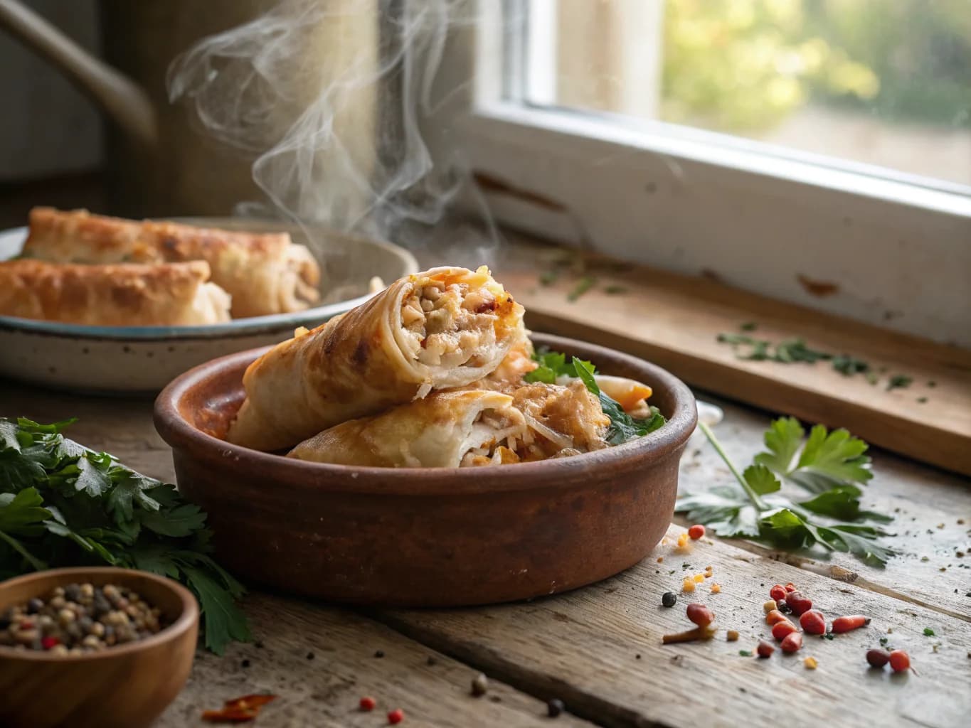 Algerian Bourek with Chicken and Cheese (Crispy Appetizer)