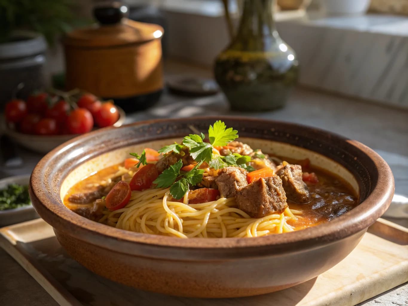 Algerian Chorba Hamra with Lamb and Vermicelli