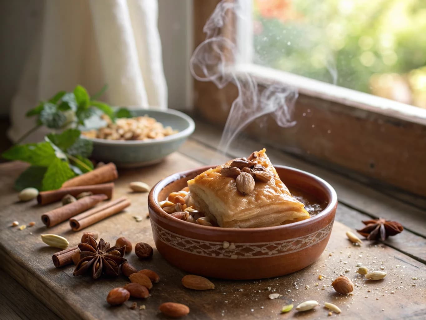 Griouech with Almonds and Orange Blossom Water (Moroccan Flaky Pastry)
