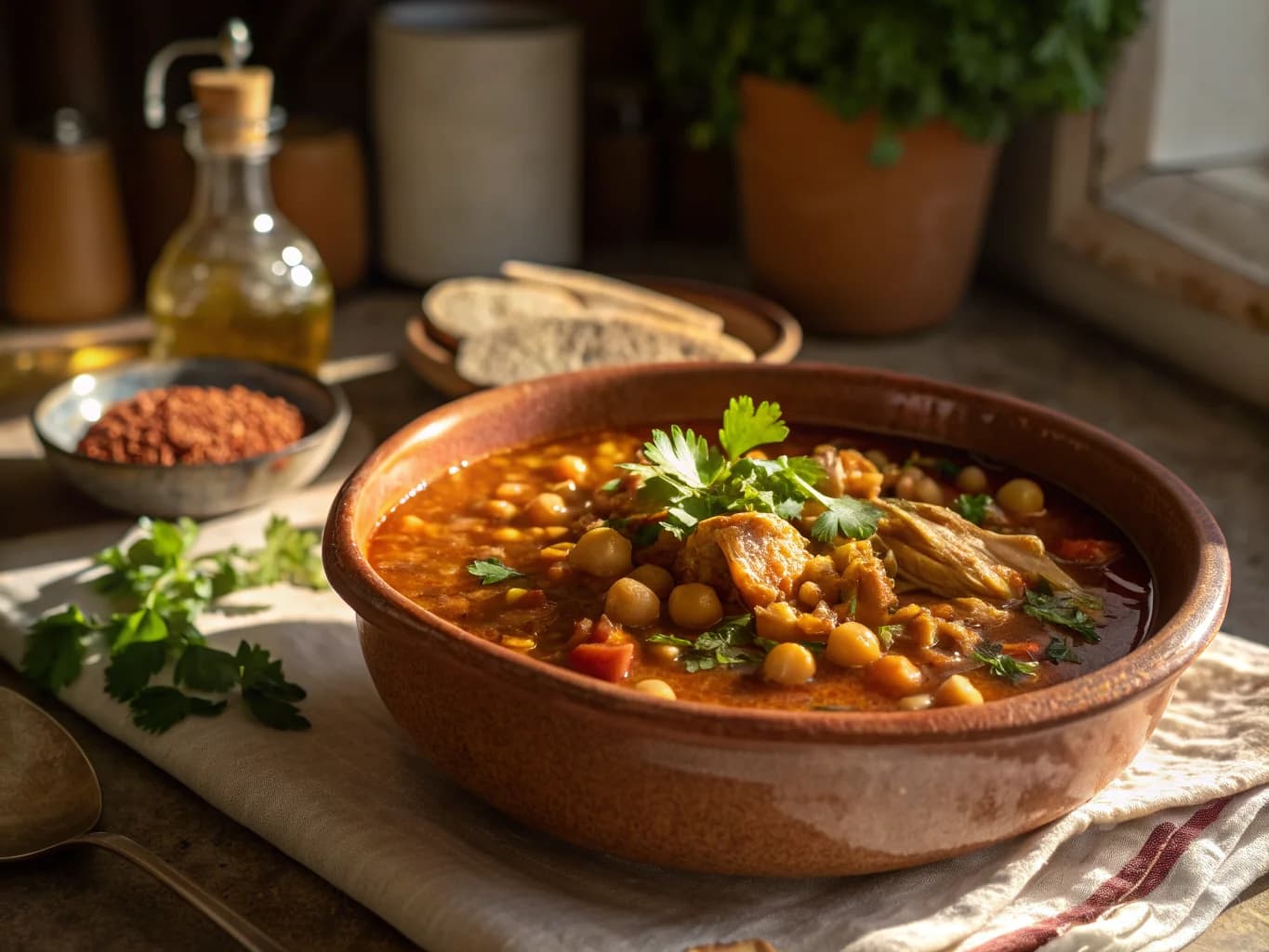 Moroccan Harira with Chicken, Lentils and Chickpeas