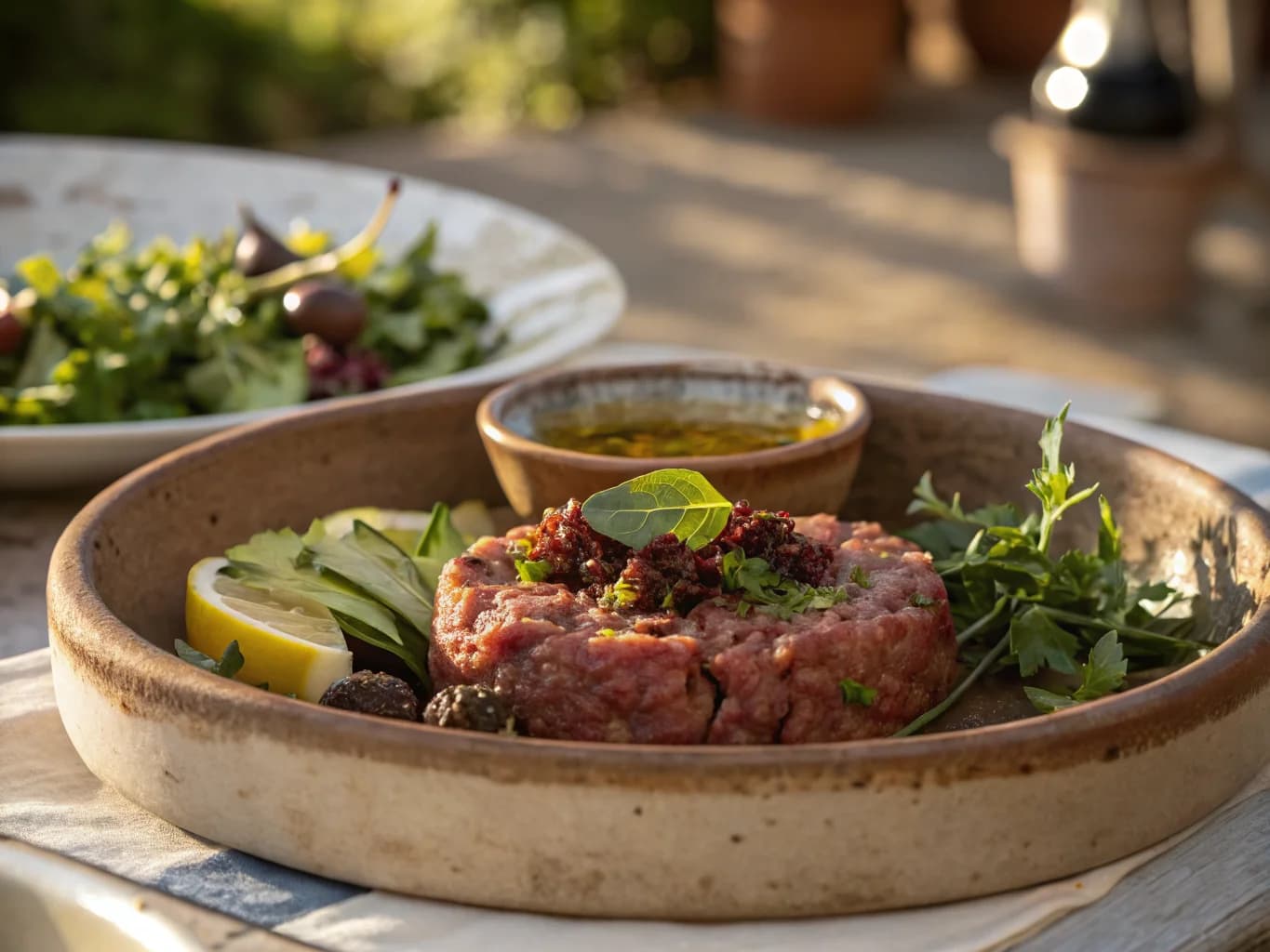 Kibbeh Nayeh with Olive Oil (Lebanese Lamb Tartare)