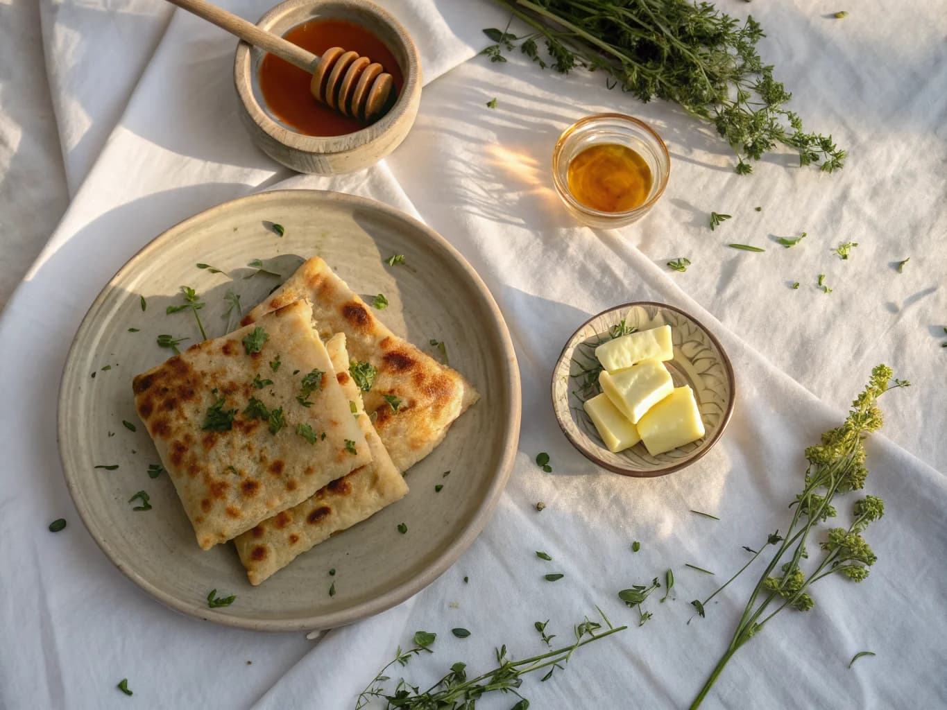 Msemen with Honey and Butter
