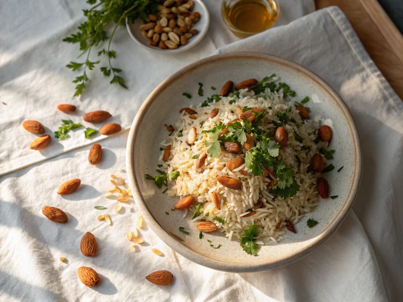 Lebanese Spiced Rice with Almonds (Riz bi Zayte)