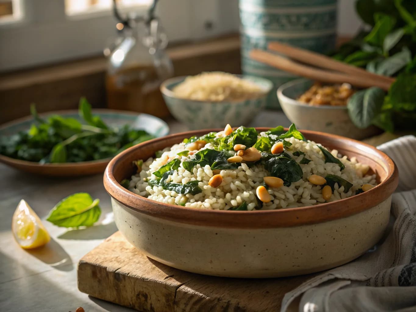 Lebanese Spinach and Pine Nut Rice (Riz bi Sabanekh)