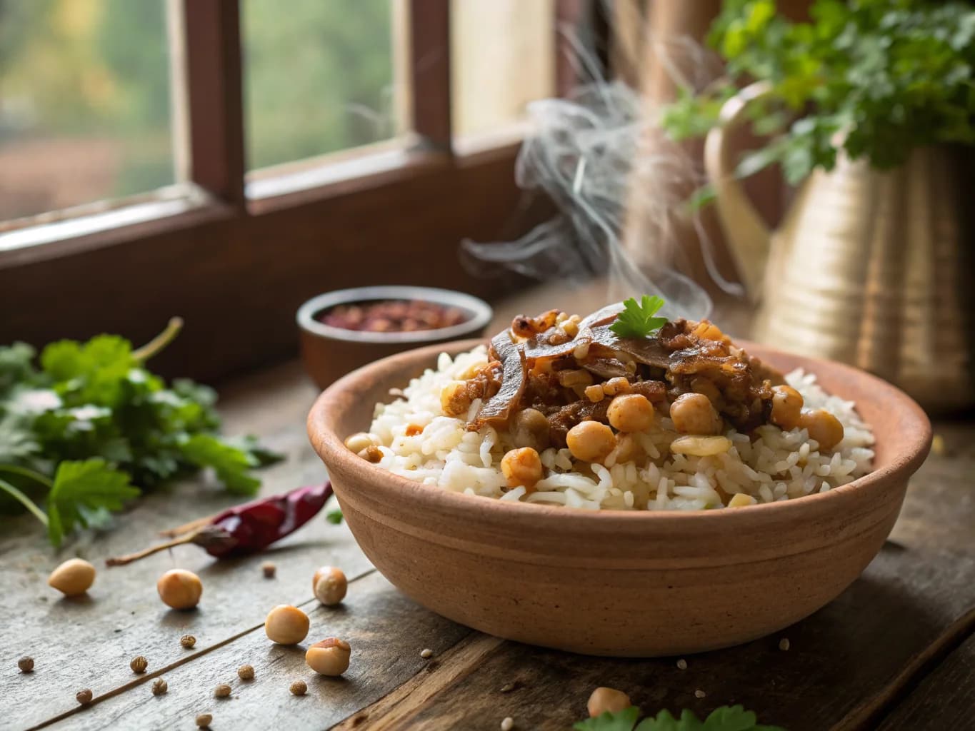 Lebanese Rice with Chickpeas and Caramelized Onions