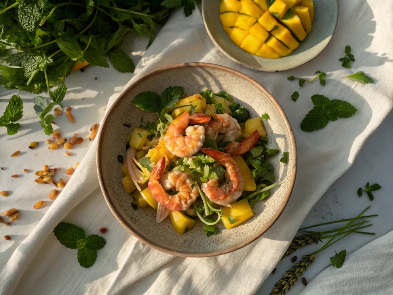 Asian Green Mango and Shrimp Salad with Mint