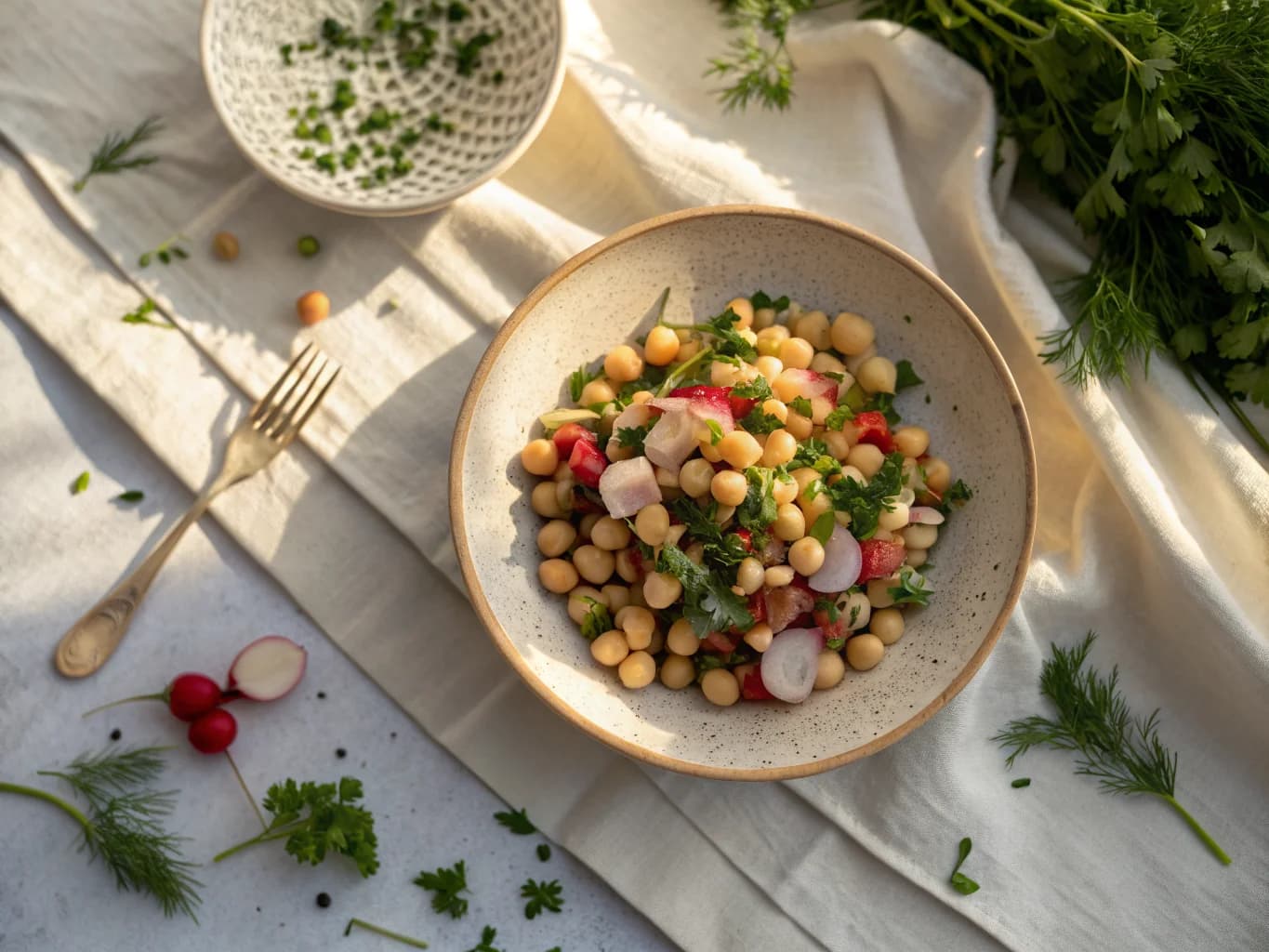 Turkish Cold Chickpea and Radish Salad