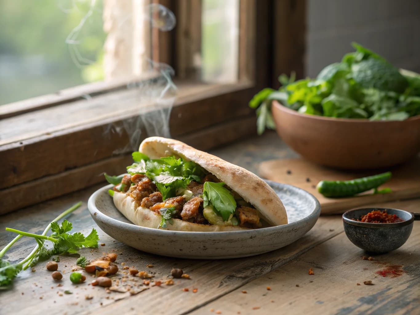 Persian Spicy Chicken and Cucumber Mint Sandwich (Joojeh Kabab Roll)