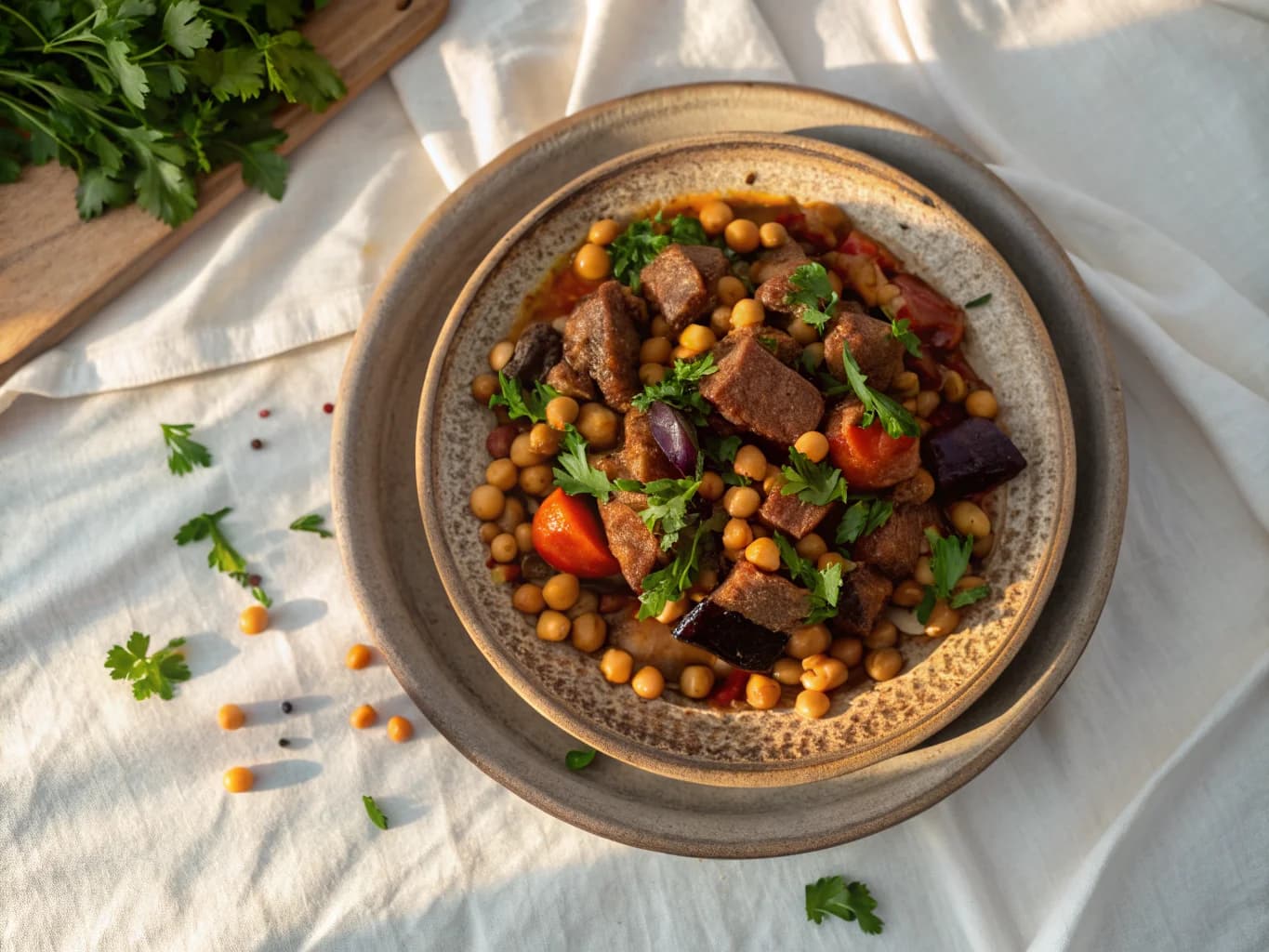Lebanese Lamb Tajine with Eggplant and Chickpeas