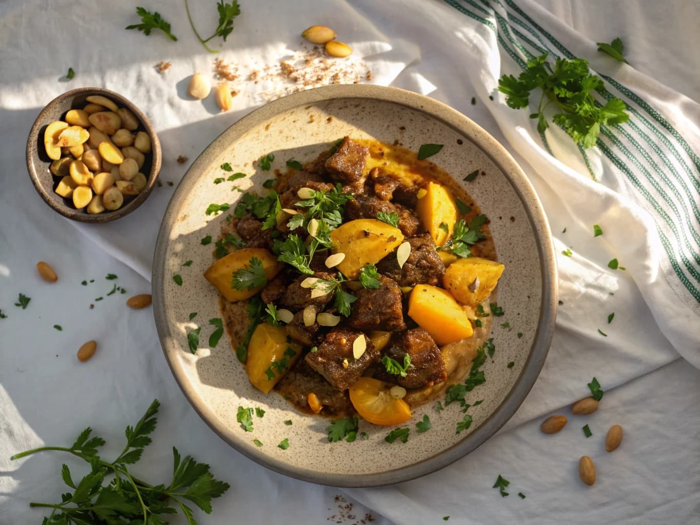 Moroccan Lamb Tagine with Quinces and Almonds