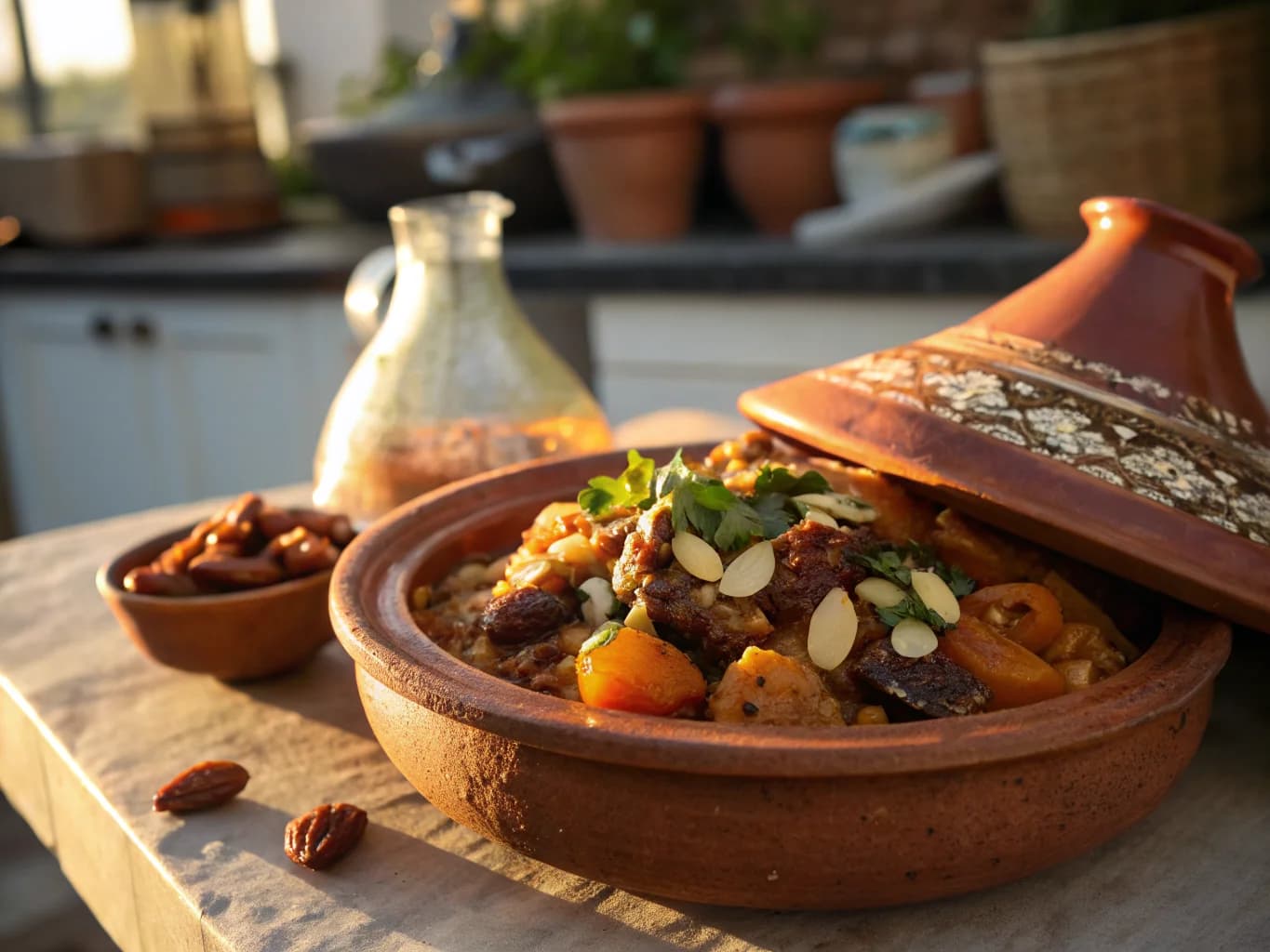 Moroccan Tagine with Dried Apricots and Almonds (Lamb or Chicken)
