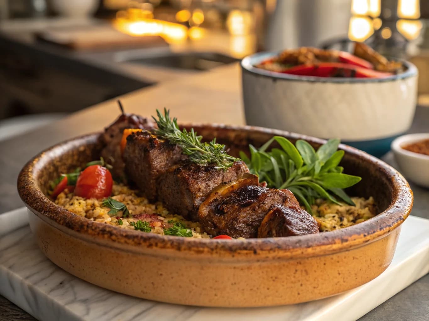 Turkish Tandır Kebabı with Spices and Herbs (Roasted Lamb Shoulder)