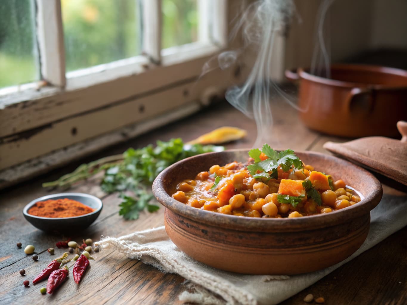 Moroccan Chickpea and Carrot Tagine with Saffron