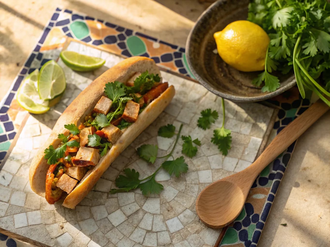 Vegetarian Banh Mi with Tofu and Cilantro