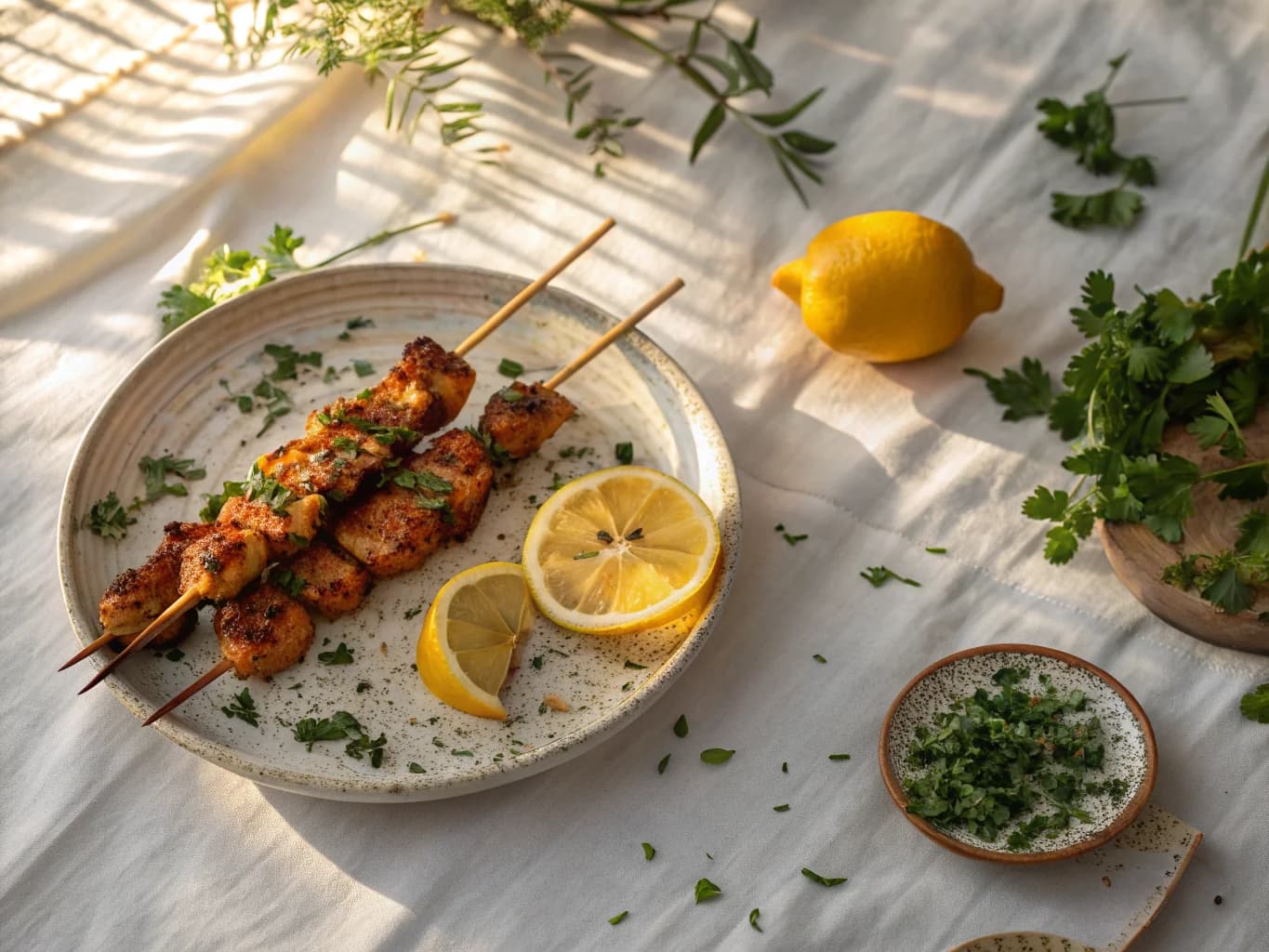 Moroccan Chicken Skewers with Spices and Preserved Lemon