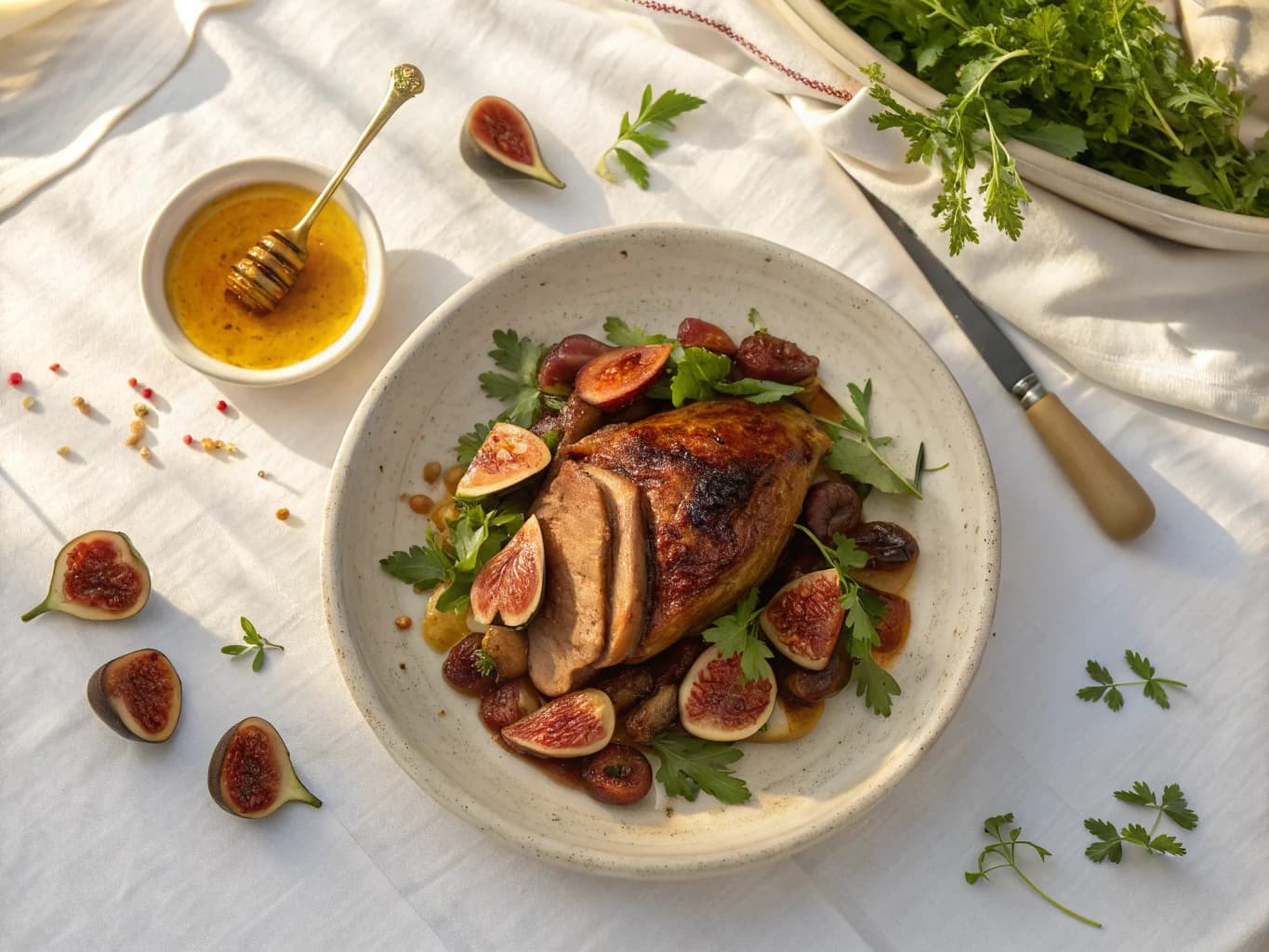 Roast Duck with Figs and Honey (Batt El Gamous)