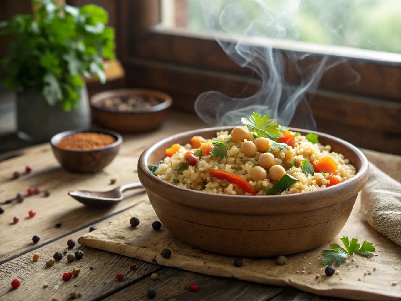Egyptian Couscous with Vegetables and Chickpeas