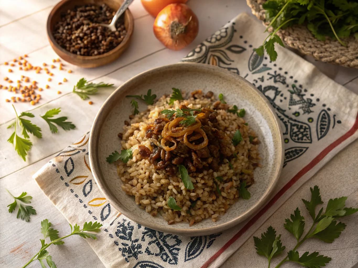 Mujaddara (Rice with Lentils and Caramelized Onions)