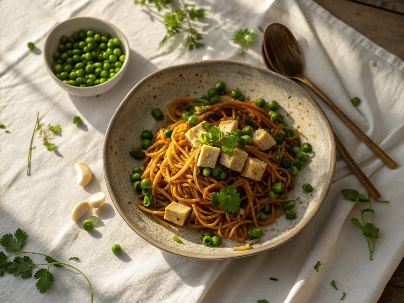 Indian Paneer and Pea Noodles (Paneer Aur Matar Noodles)