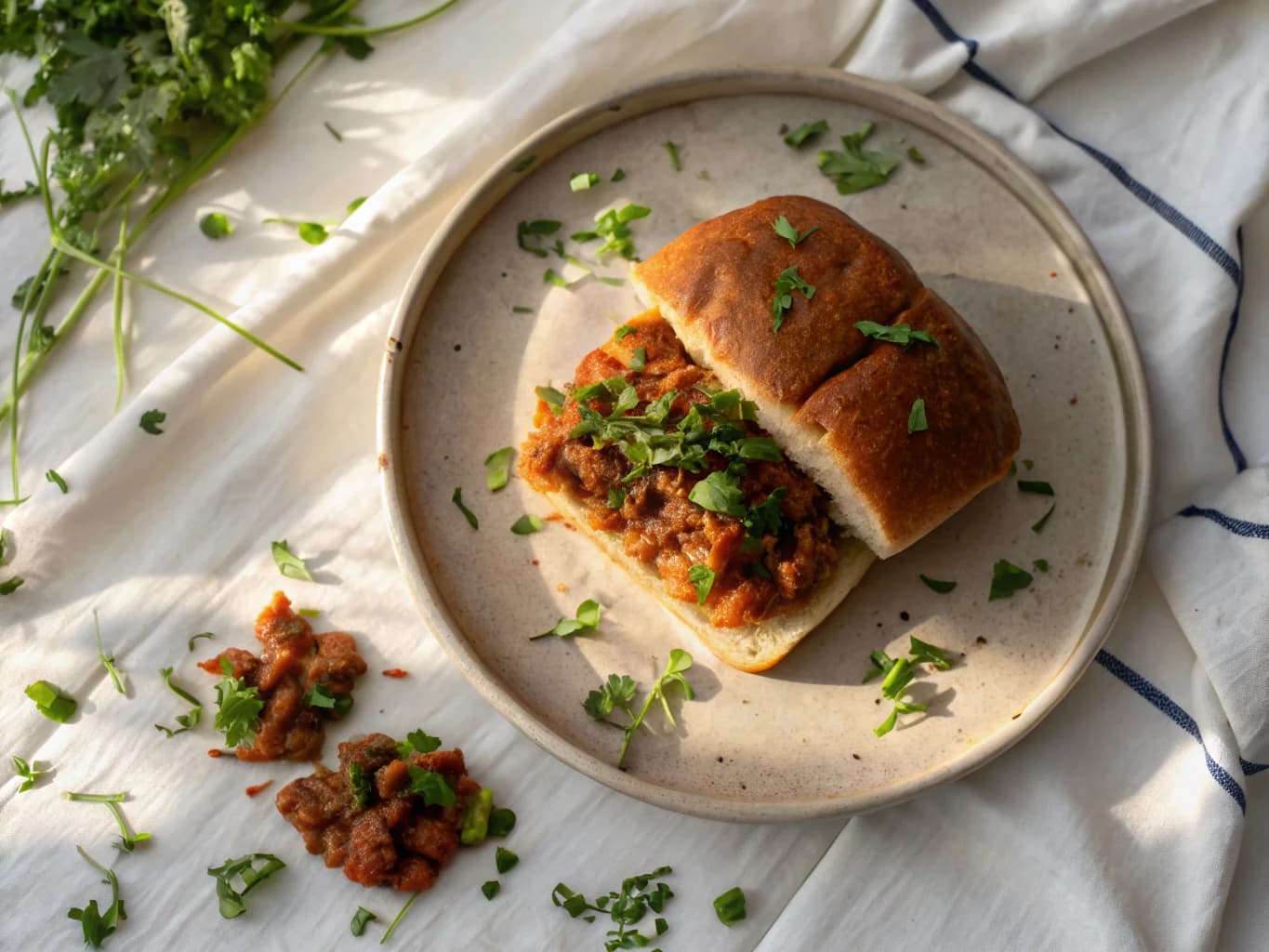 Indian Pav Bhaji (Spiced Vegetable Sandwich)