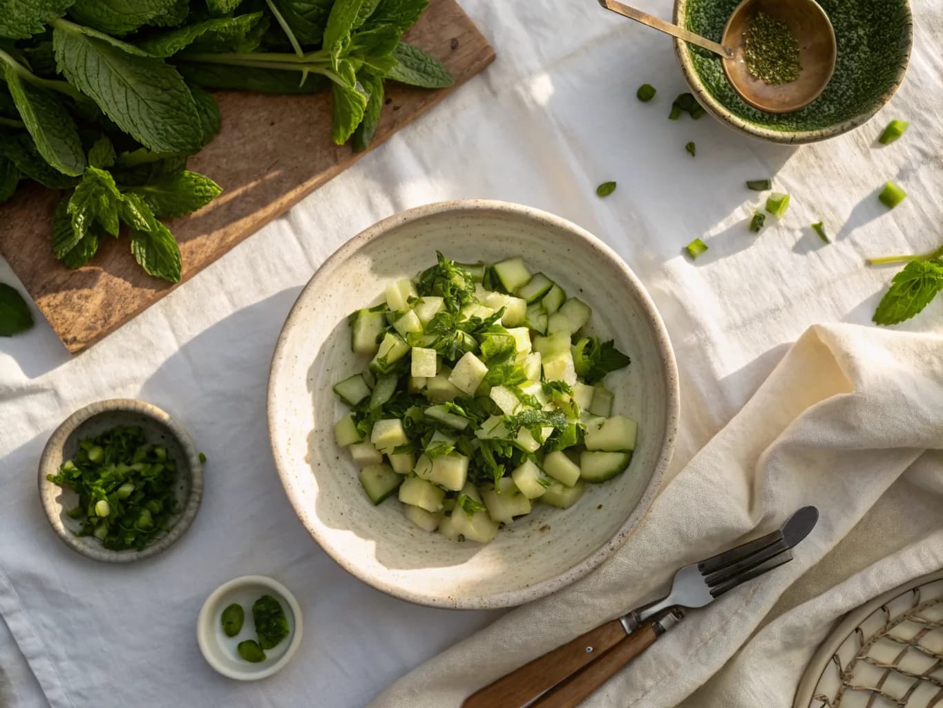 Egyptian Cucumber and Mint Salad (Salatat Khiyar Bi Laban)