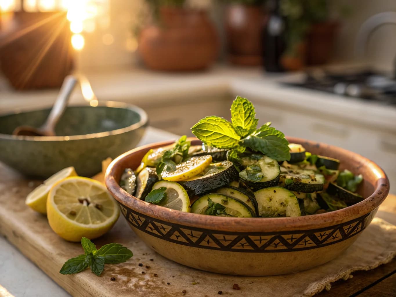 Algerian Cold Salad of Grilled Zucchini with Mint and Lemon