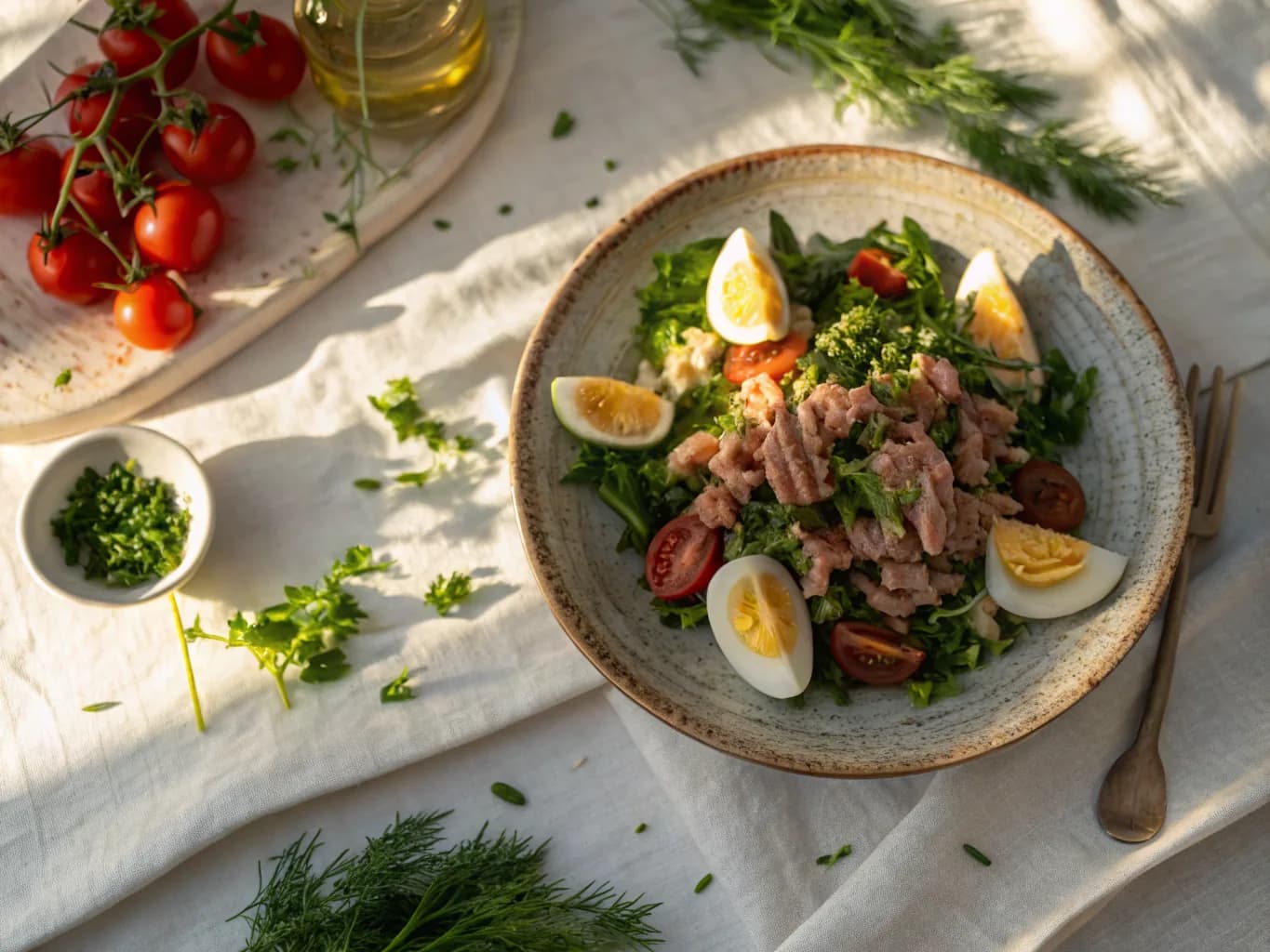 Tunisian Mechouia Salad with Eggs and Tuna