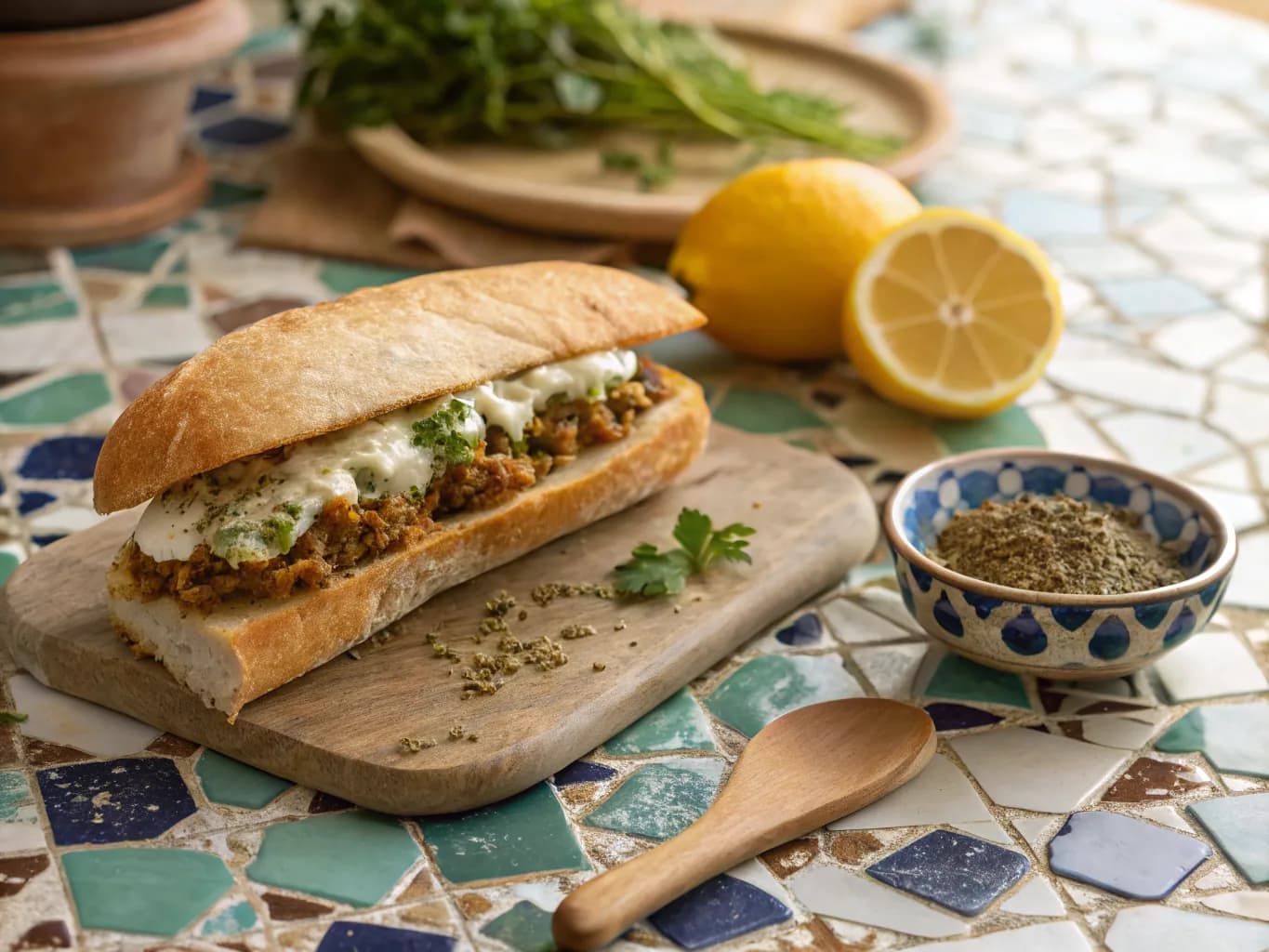 Egyptian Cheese and Herb Sandwich (Fiteer Meshaltet or Goulash)