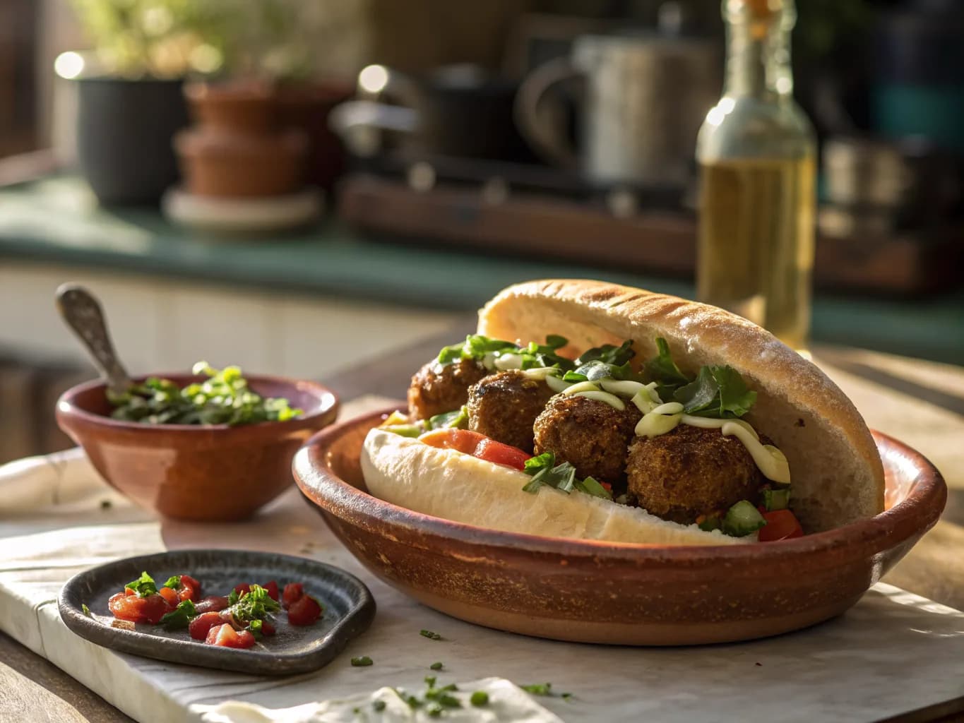 Egyptian Fava Bean Sandwich (Ta'miya Falafel)