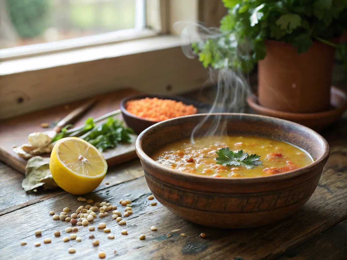 Shorbat Adas (Egyptian Red Lentil and Lemon Soup)