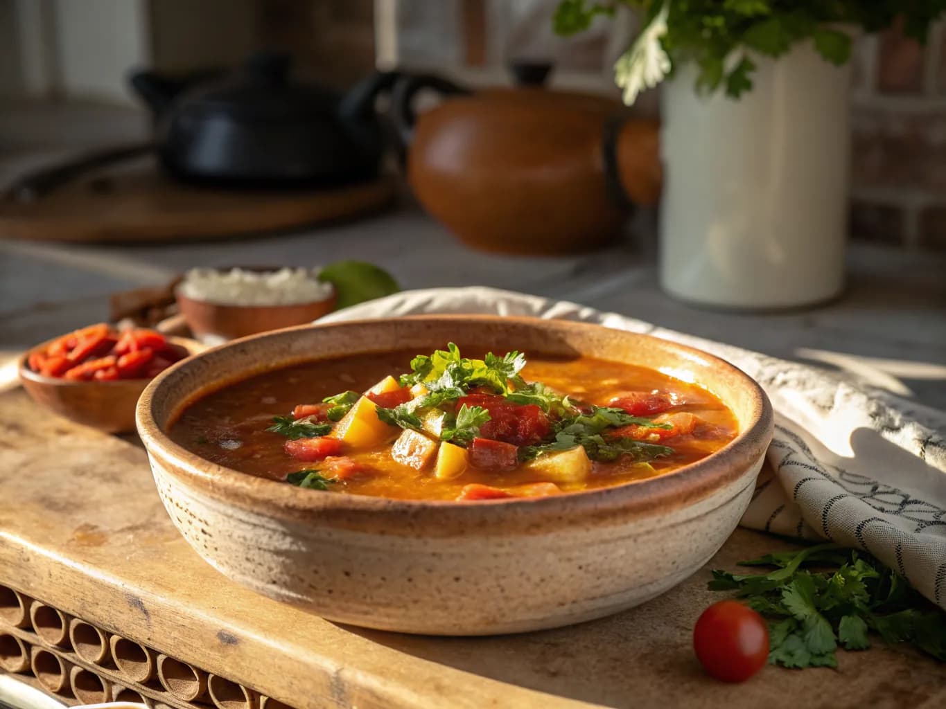 Tunisian Vegetable Soup with Harissa (Chorba bil Khodra)