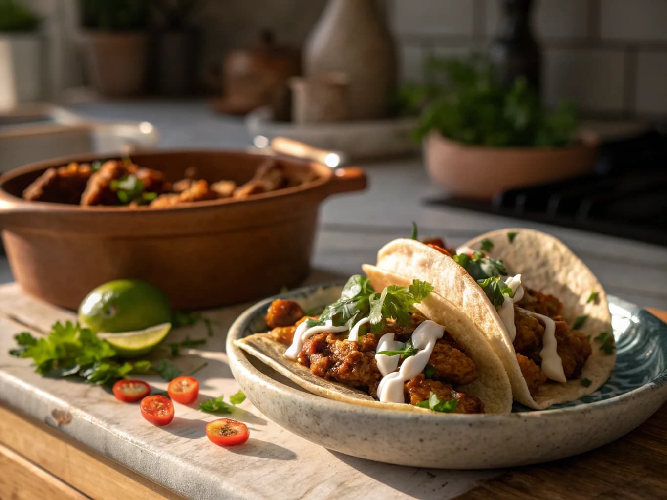 Moroccan Tacos with Spicy Chicken and White Sauce (Street Sandwich)