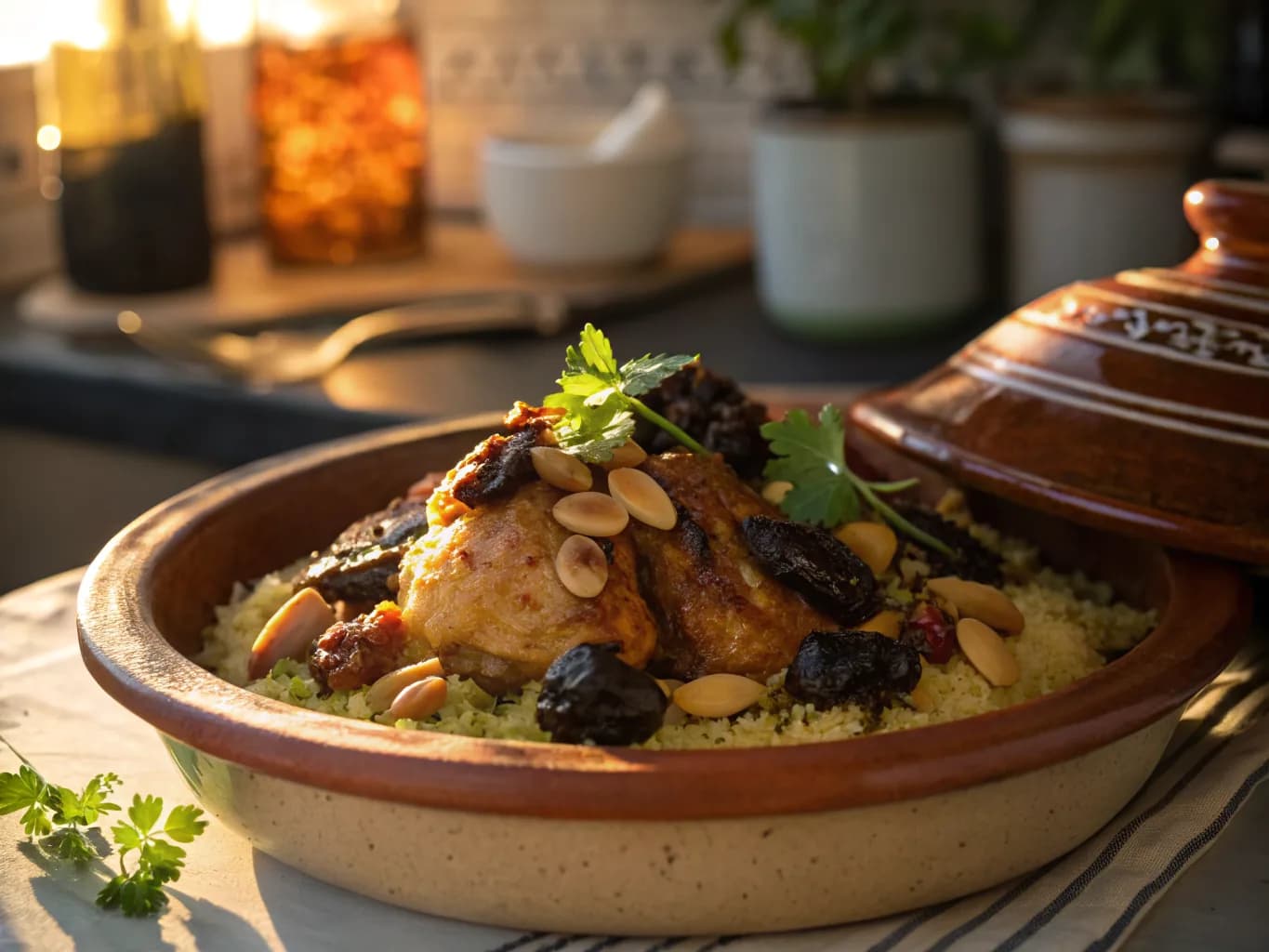 Chicken Tagine with Prunes and Almonds