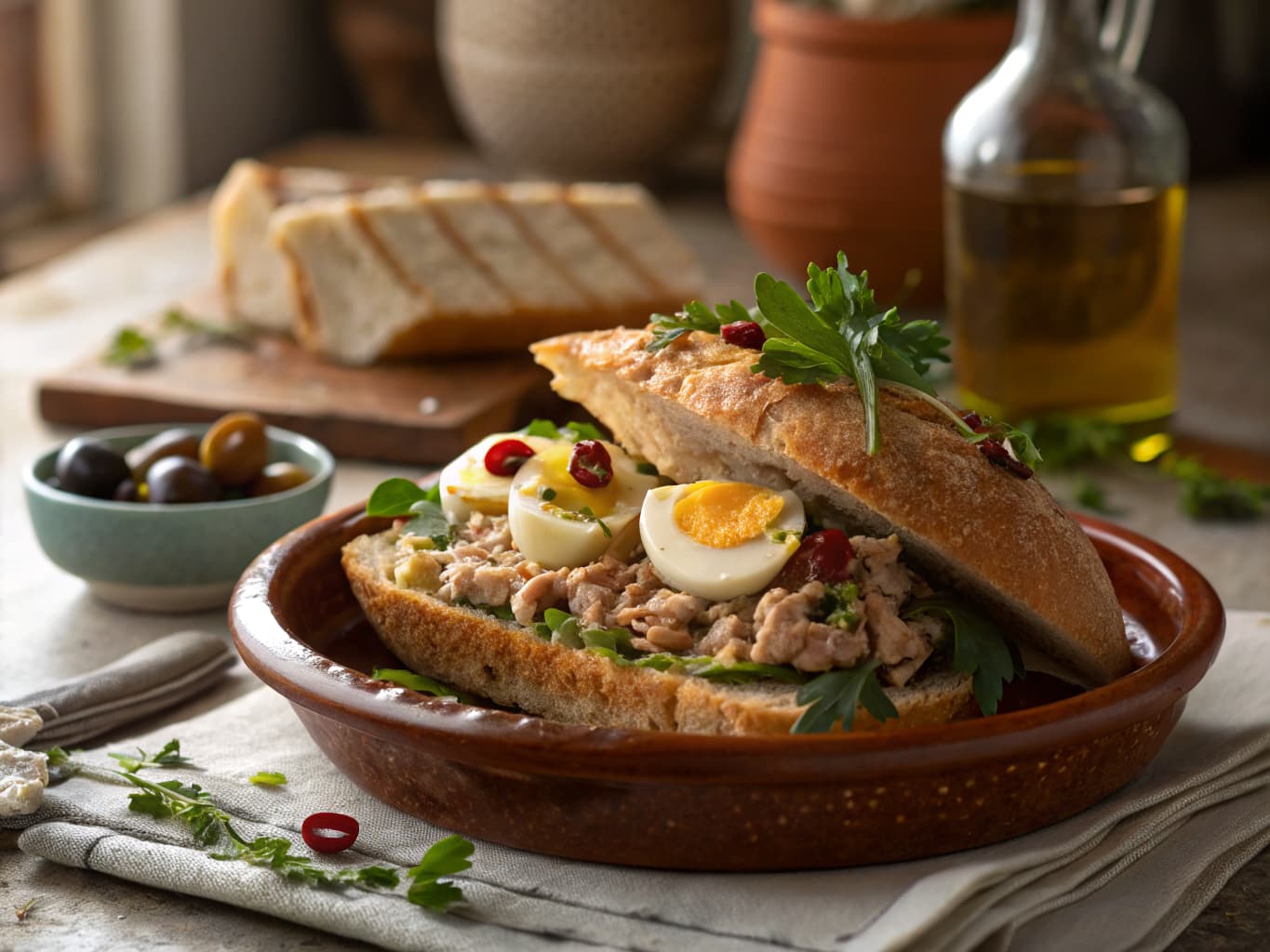 Tunisian Tuna, Hard-Boiled Egg and Olive Sandwich (The Market Classic)