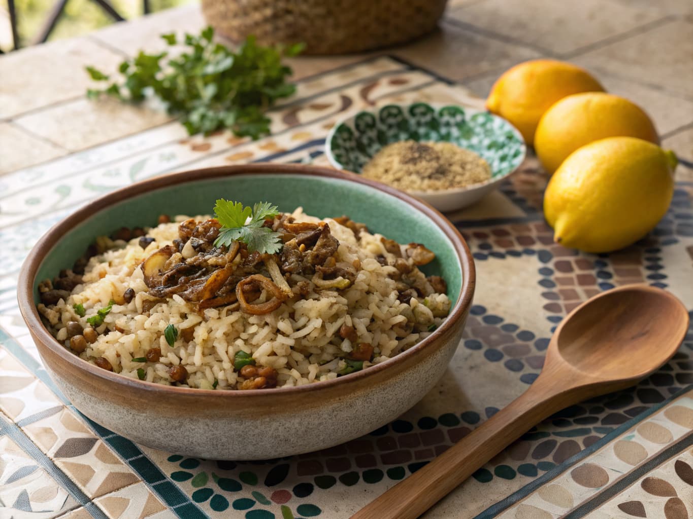 Lebanese Rice with Lentils and Caramelized Onions (Moudardara)