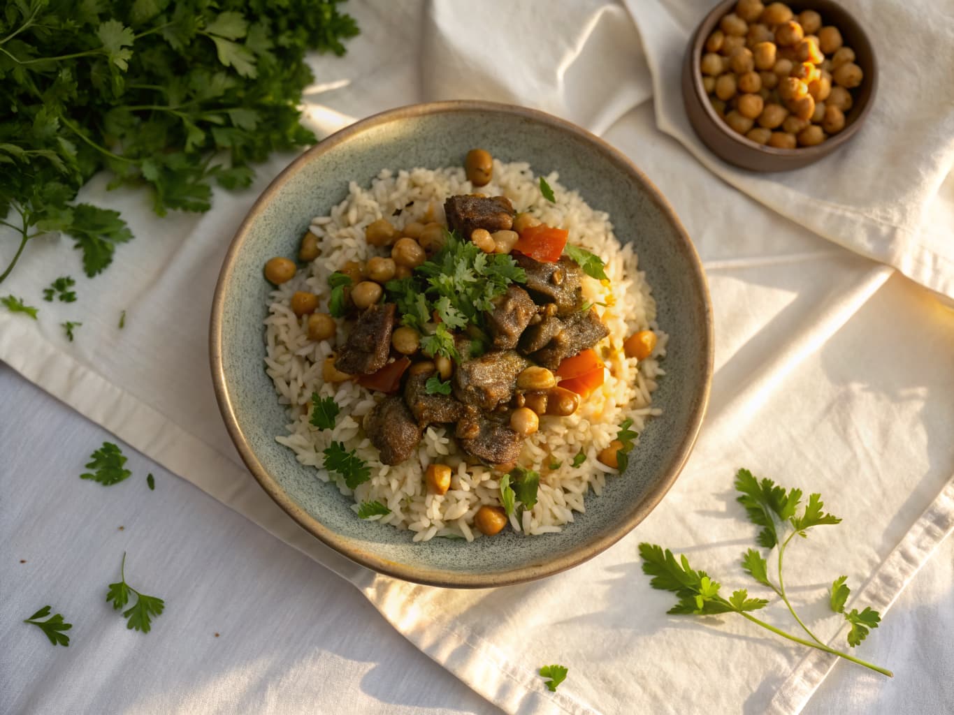 Brania (Tunisian Rice with Beef and Chickpeas)