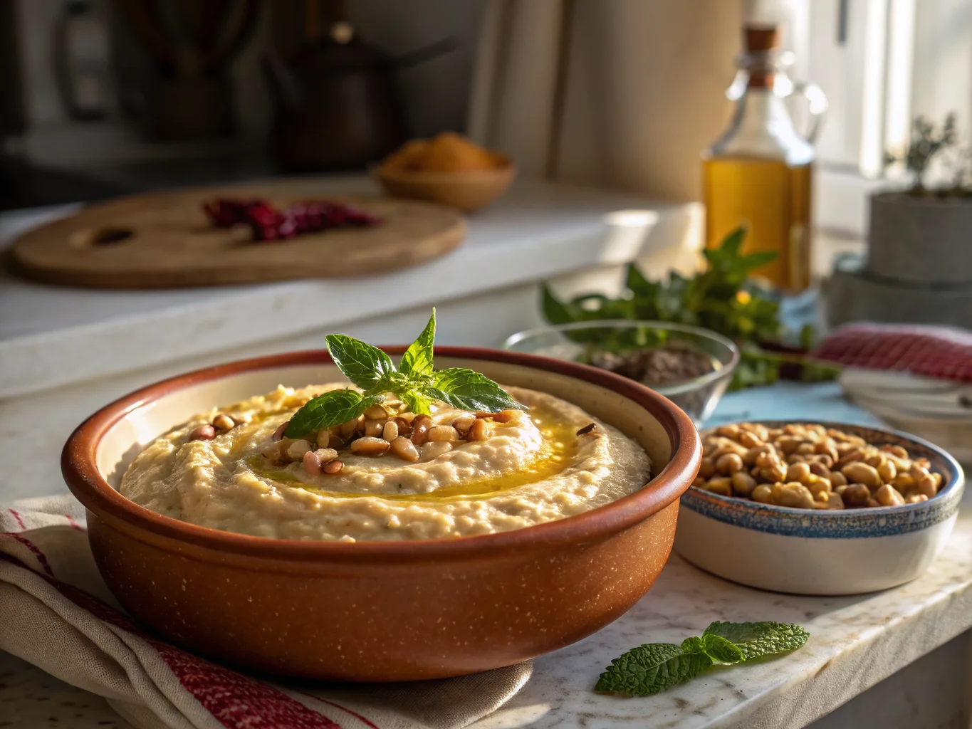 Assidat Zgougou (Tunisian Pine Nut and Sesame Cream for Breakfast)