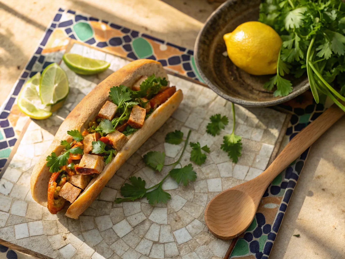 Banh Mi Végétarien au Tofu et Coriandre