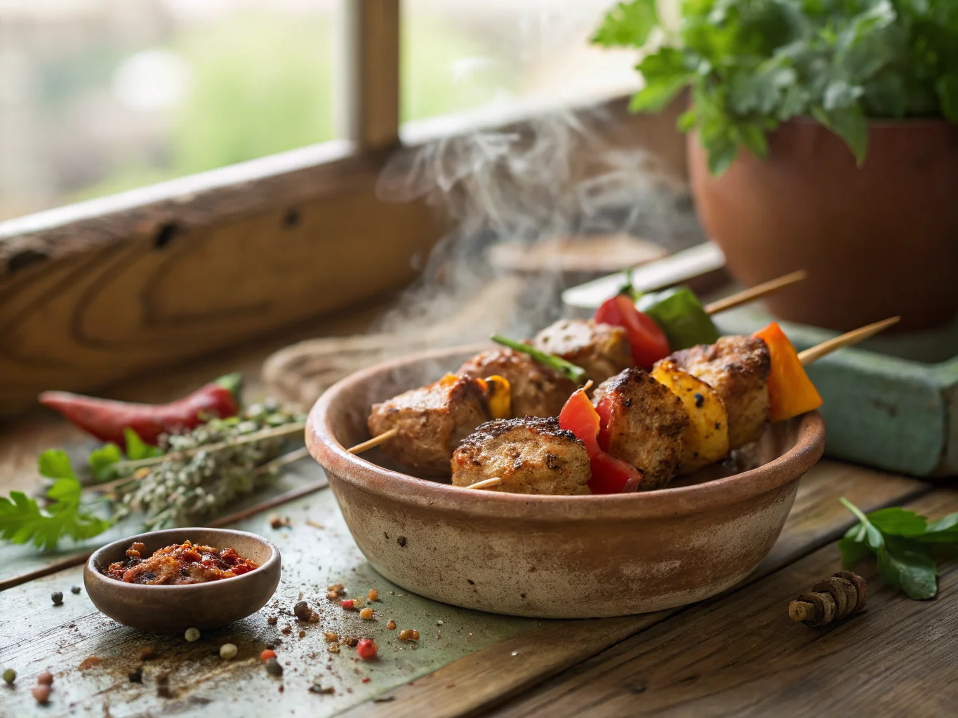 Brochettes de Poulet Algériennes aux Épices et Poivrons