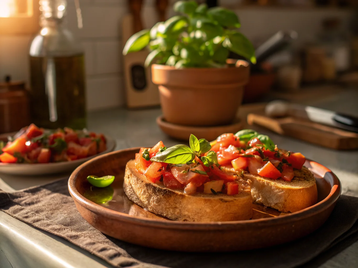 Bruschetta aux Tomates et Basilic