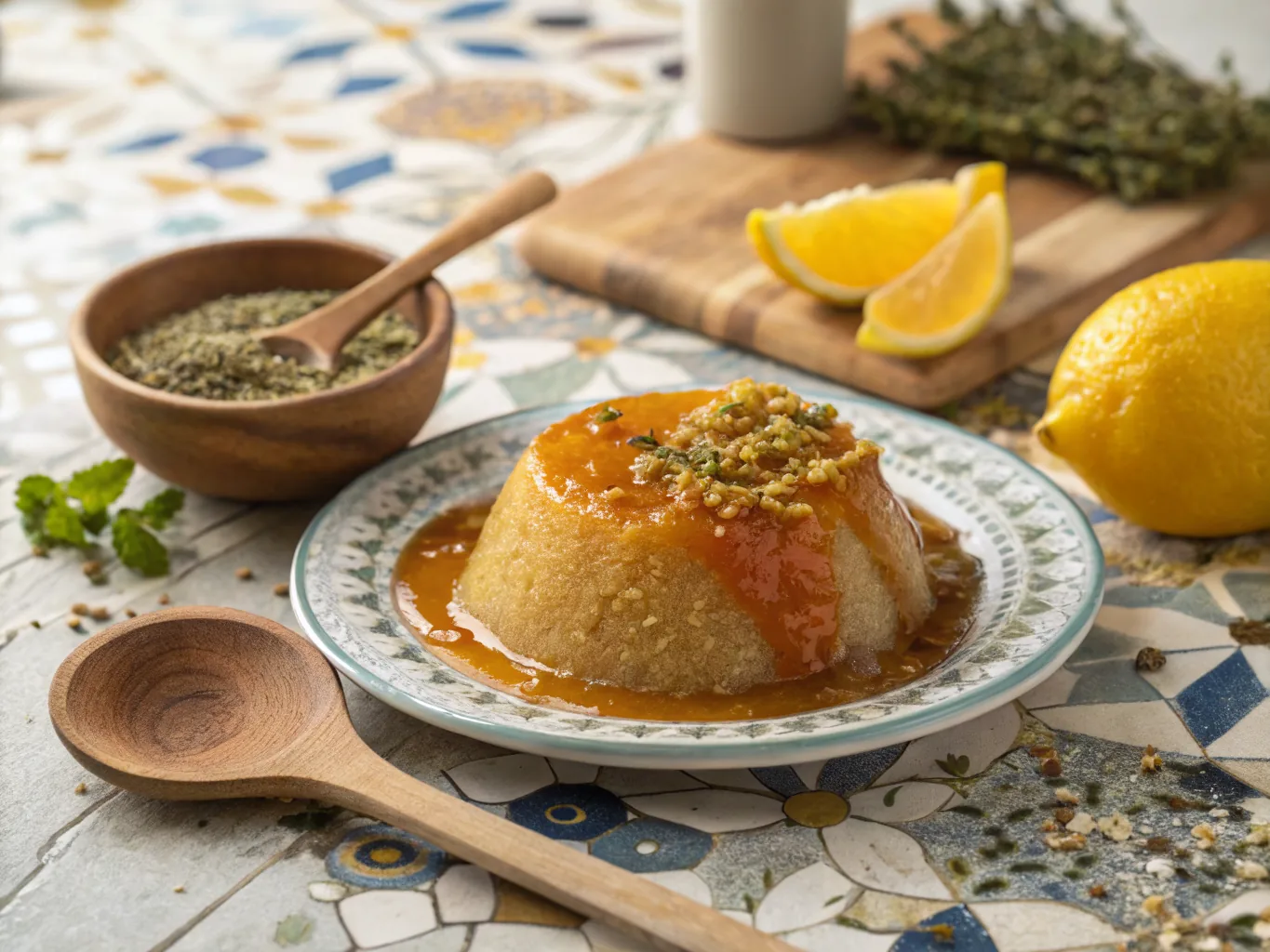 Halwa libanaise à la semoule et au sirop d'orange