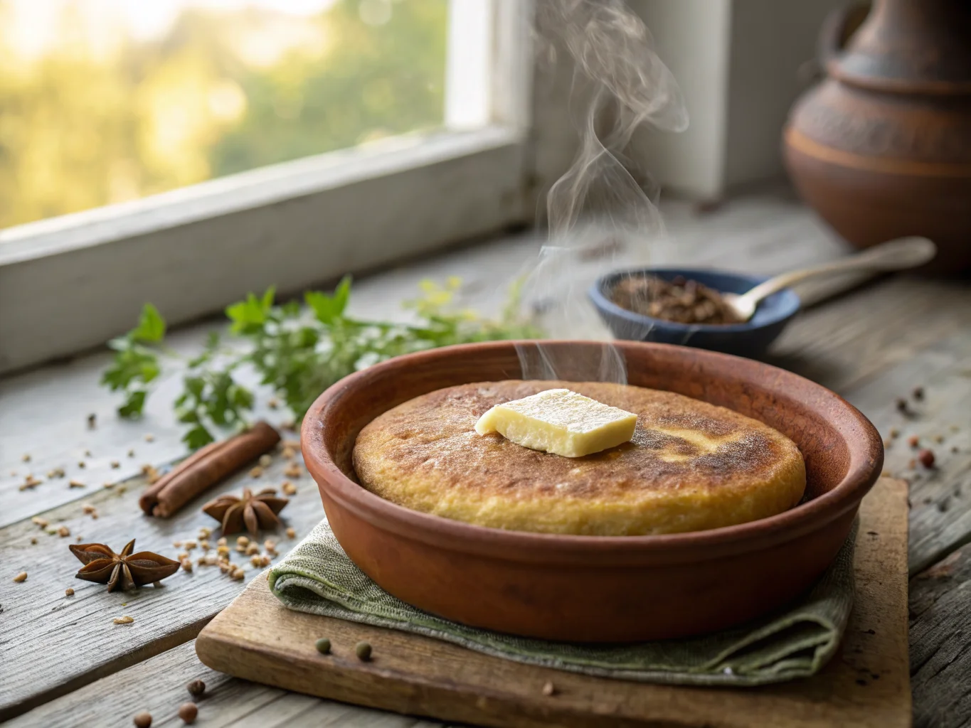 Moroccan Harcha (Semolina Pancake with Butter)