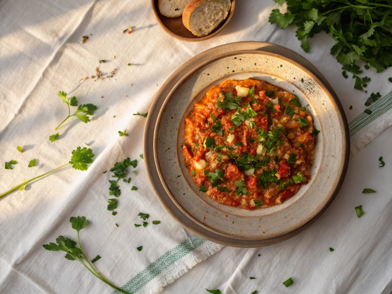 Turkish Menemen with Eggs and Peppers