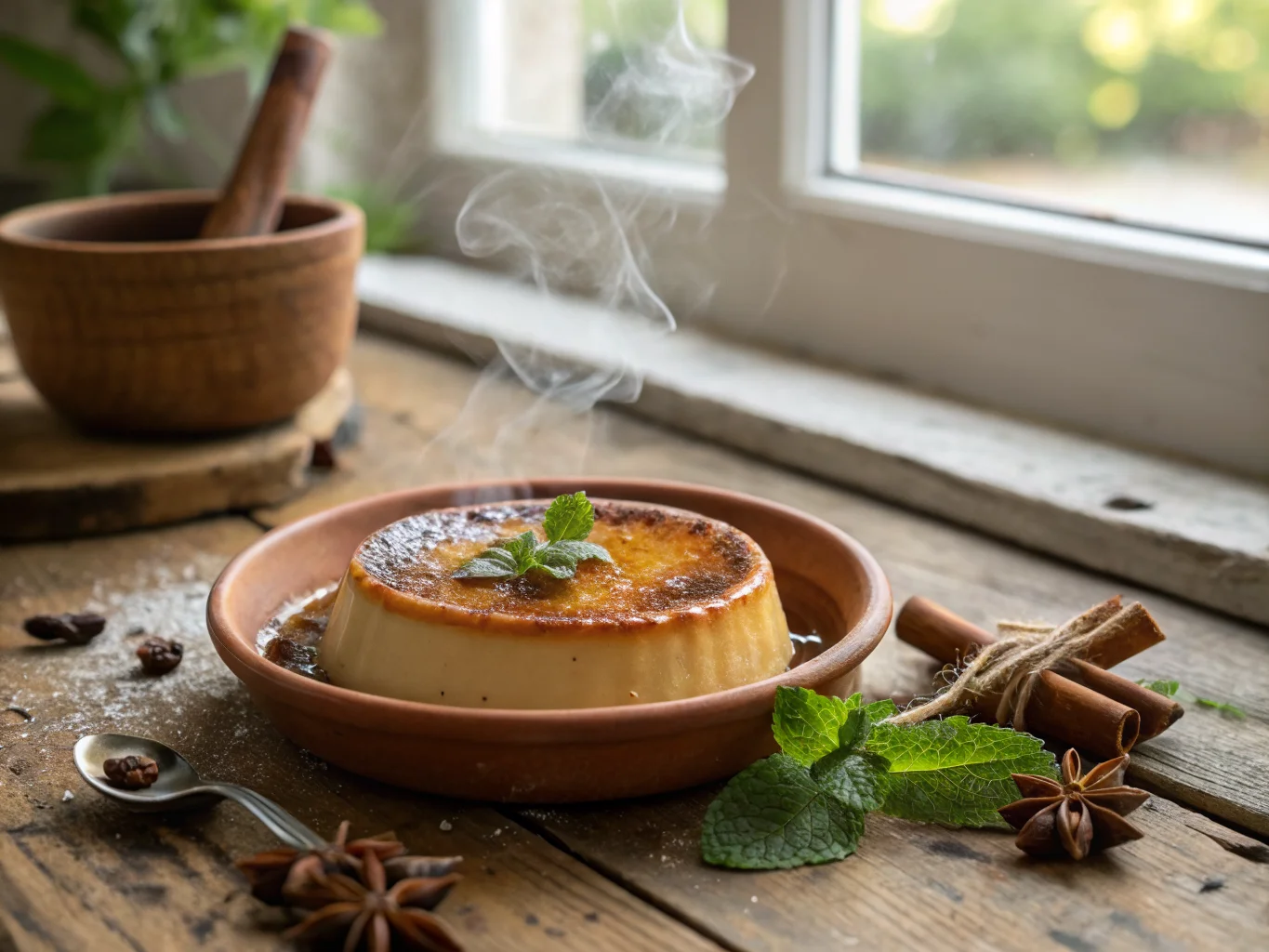 Algerian Mhalbi with Orange Blossom Water and Almonds (Perfumed Milk Flan)