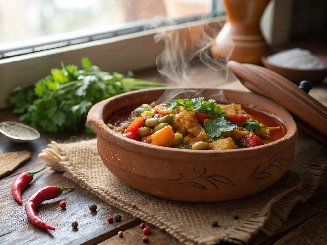 Tunisian Mloukhia with Vegetables (Jute Leaf Stew)