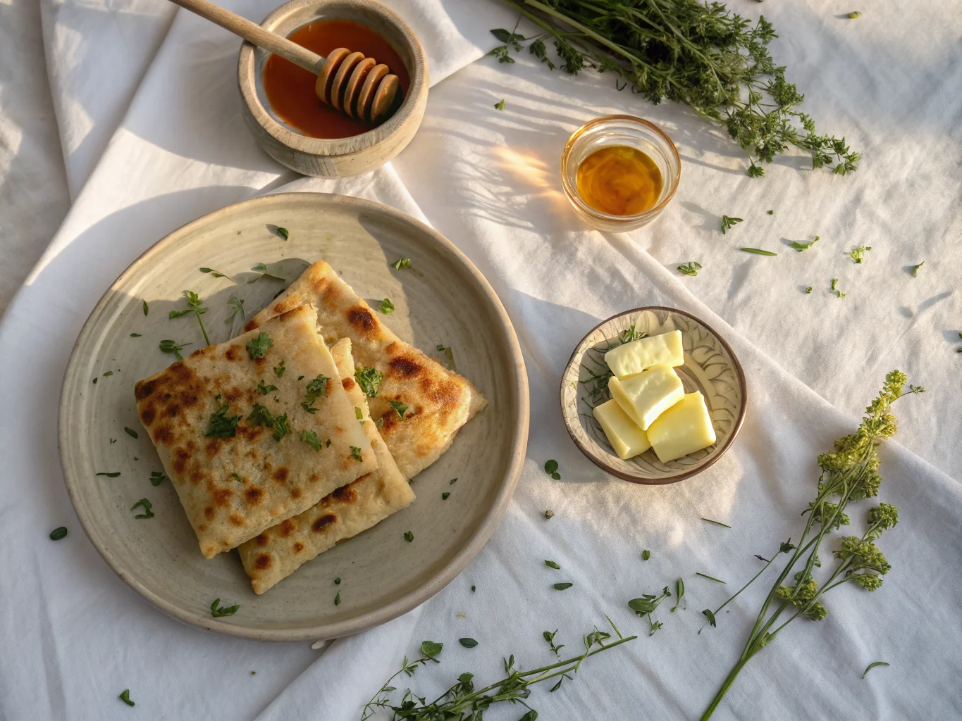 Msemen with Honey and Butter
