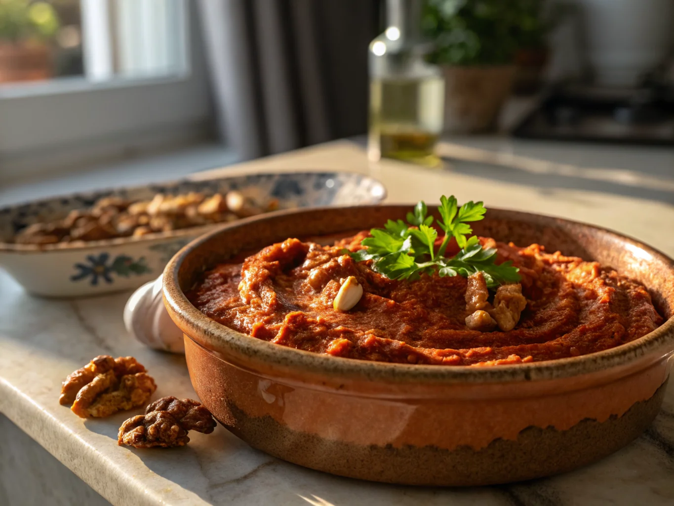 Muhammara (Turkish Roasted Red Pepper and Walnut Dip)