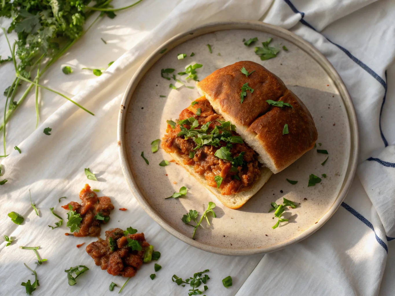 Pav Bhaji Indien (Sandwich de Légumes Épicés)