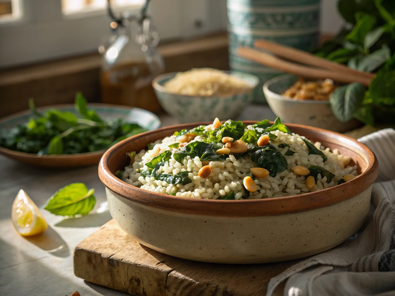 Lebanese Spinach and Pine Nut Rice (Riz bi Sabanekh)